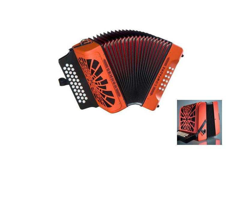 Hohner Compadre Diatonic Keys of F/Bb/Eb Accordion Orange