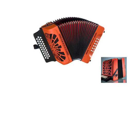 Hohner Compadre Diatonic Keys of F/Bb/Eb Accordion Orange