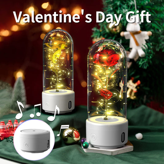 Creative 2 In 1 Rose Flowers LED Light Bluetooth Speaker Luminous Night Light Ornament
