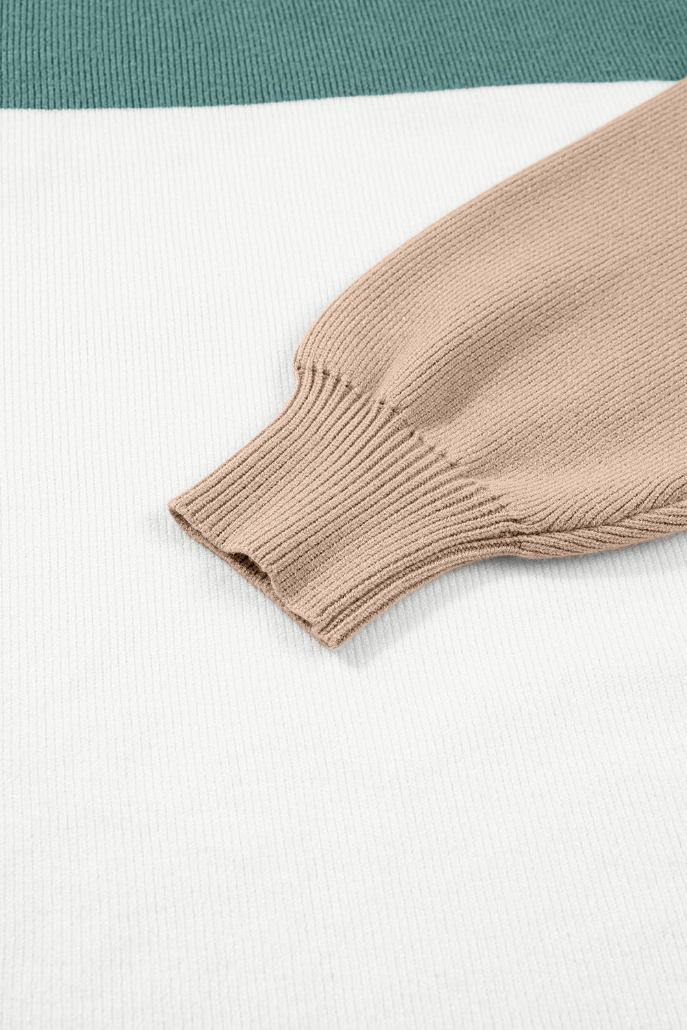 Green Color Block Ribbed Knit Baggy Sweater