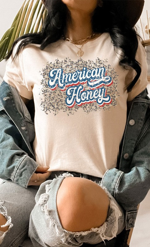 Vintage American Honey Leopard Print Graphic Tee Cotton Blend