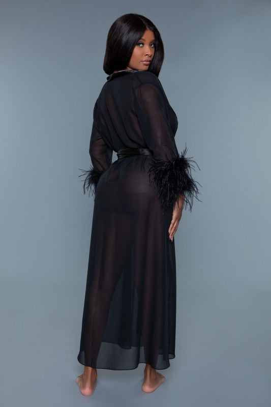 Chiffon Ostrich Feather Trim Robe 2257 Sahar Robe