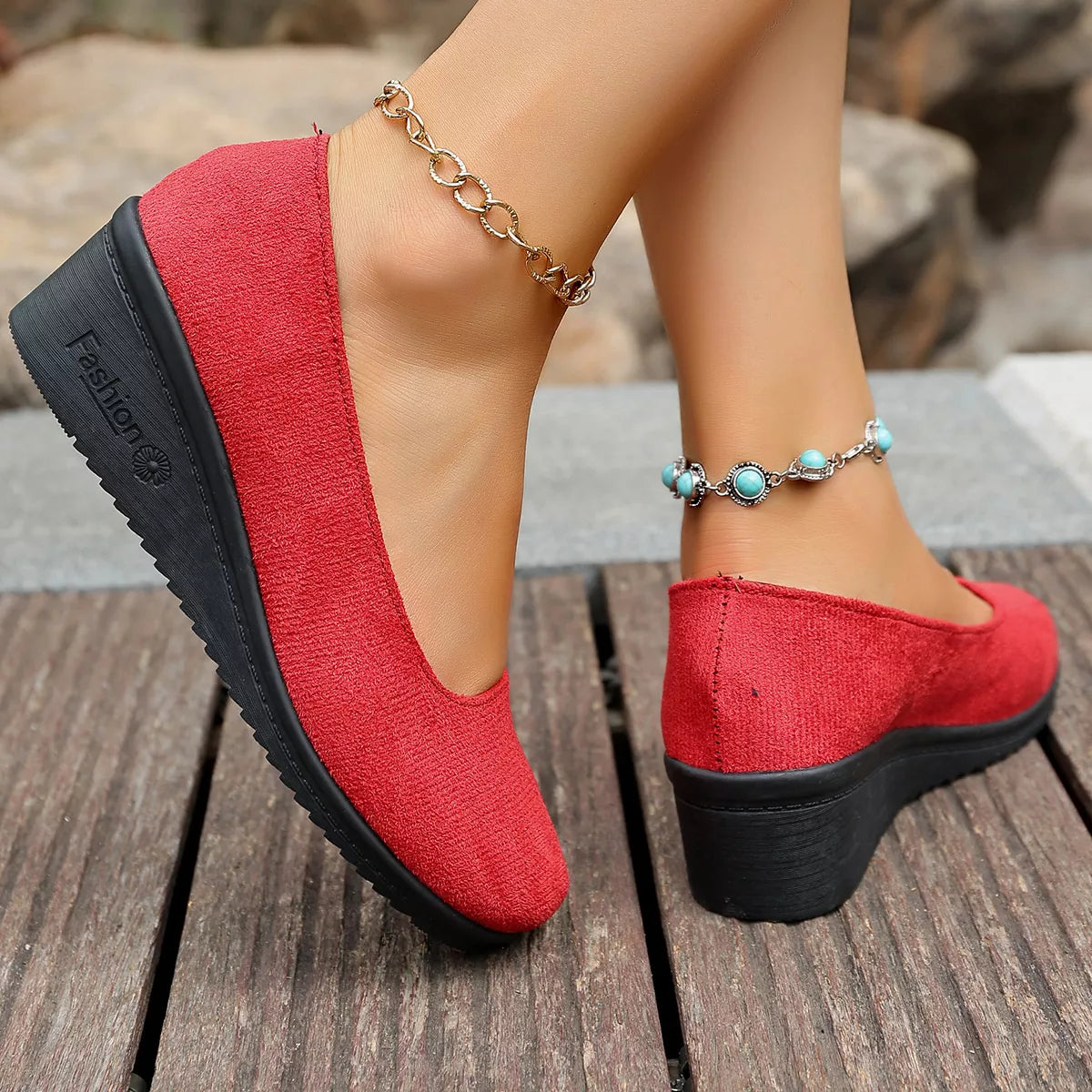 Wedge Heel Slip-On Loafers Wedge Heel Loafers