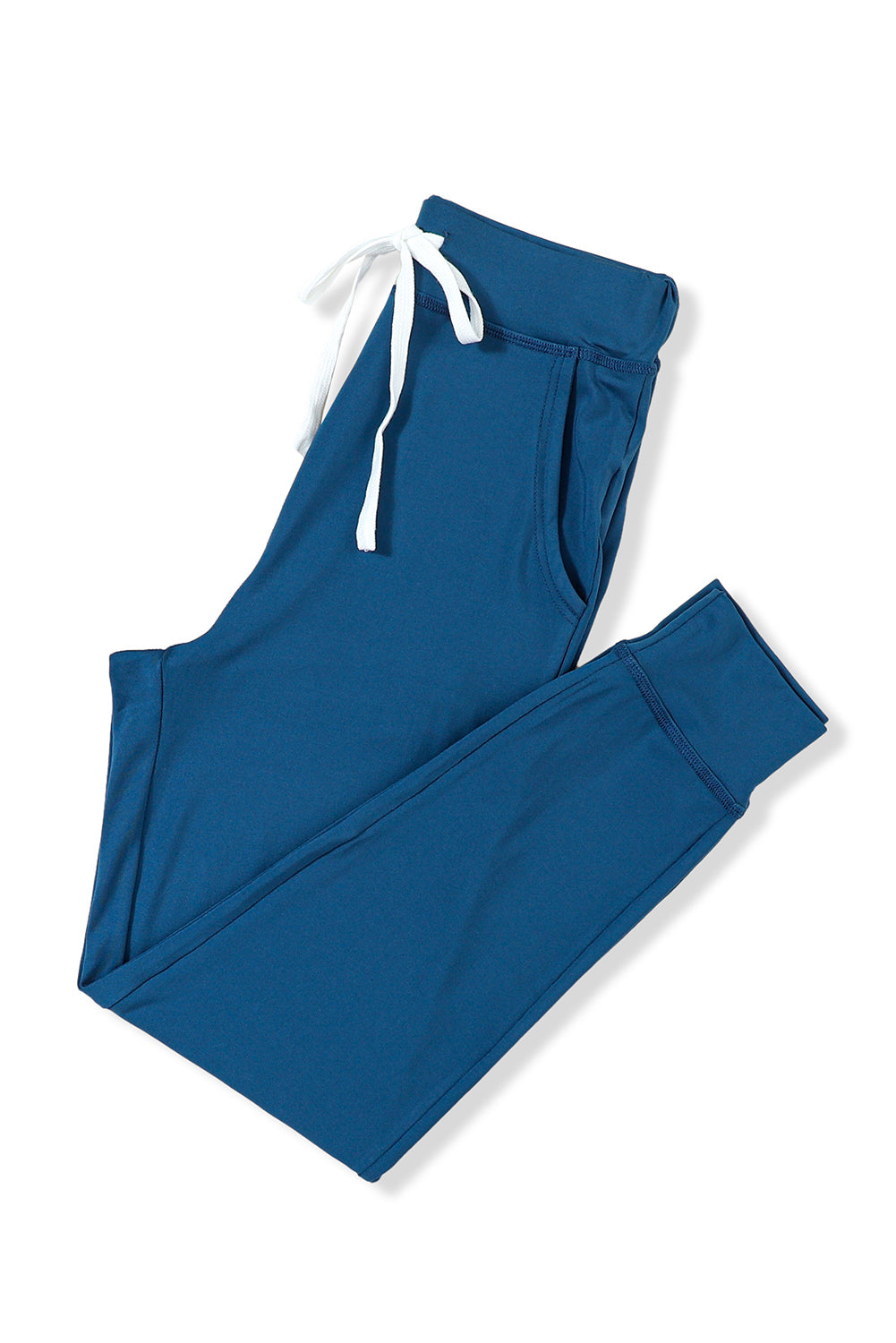 Blue Drawstring Waist Pocketed Joggers Relaxed Fit