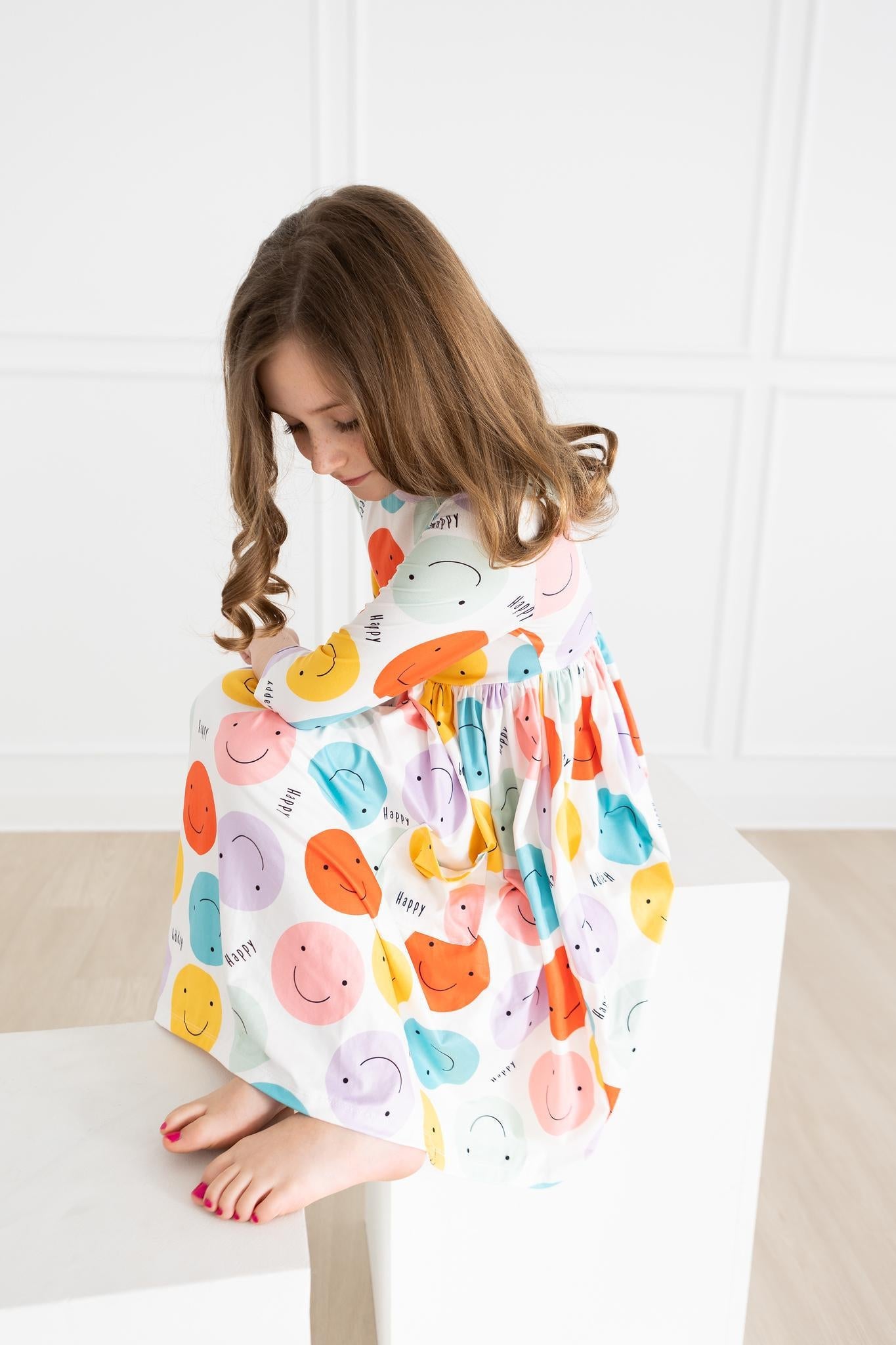 Happy Days 3/4 Pocket Twirl Dress Comfortable Toddler Dress by Mila & Rose