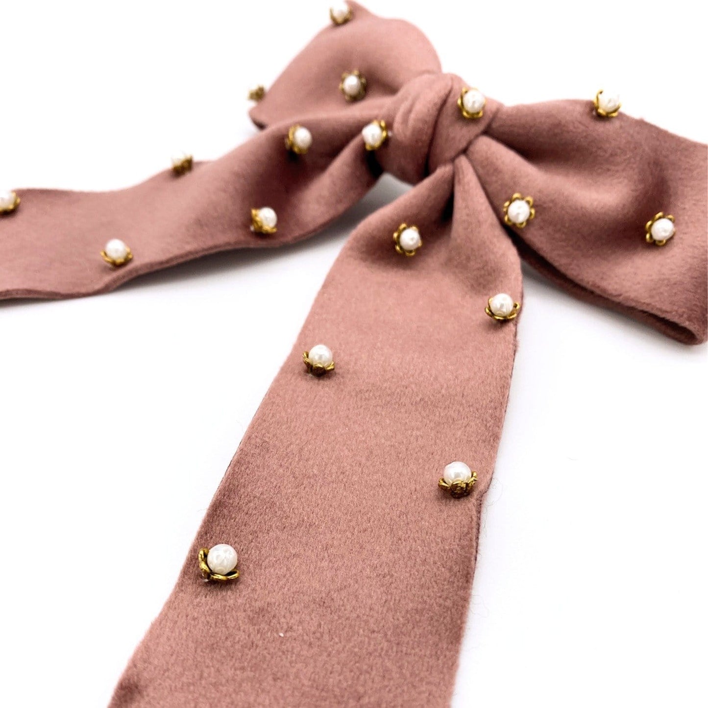 Pearl and Gold Detail Camellia Barrette Hair Clip ADIBA