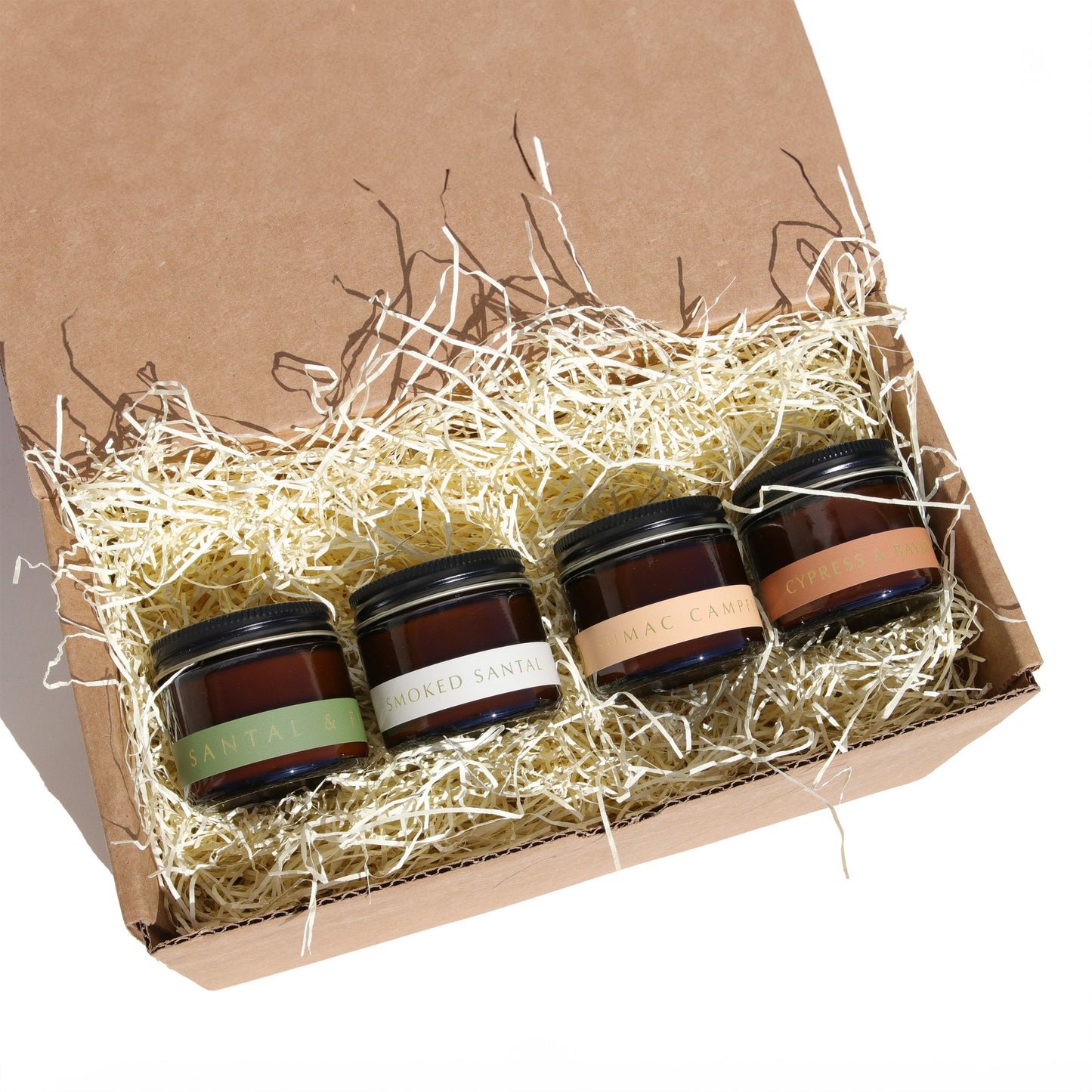 Candle Gift Set with Sumac Campfire Smoked Santal Cypress Barberry Santal & Fir