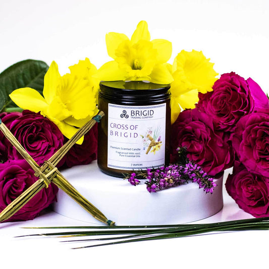 Imbolc Soy Wax Candle Heather Rose Narcissus Vetiver Brigid Trading Company