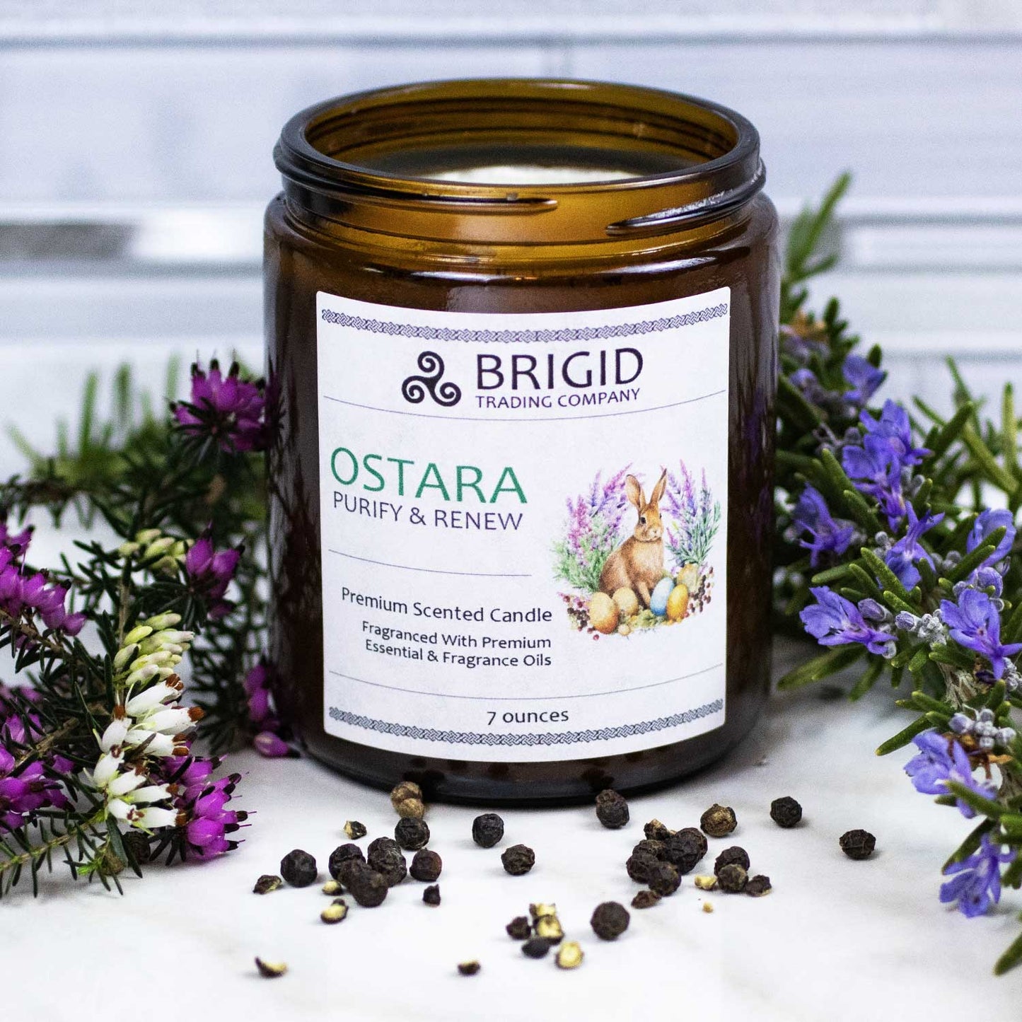 Ostara Soy Wax Candle Heather Rose and Black Pepper Flower