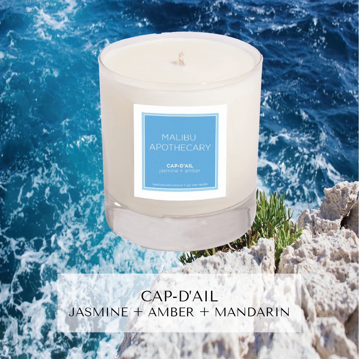 Clear Gloss Blue Accent Candle 8.5oz Coconut Soy Wax