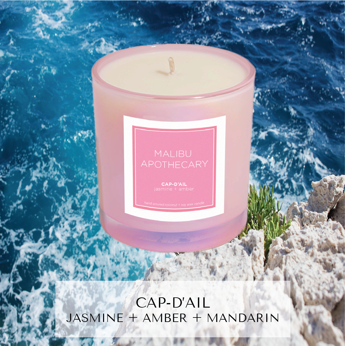 Iridescent Pink Coconut Soy Wax Candle Malibu Apothecary