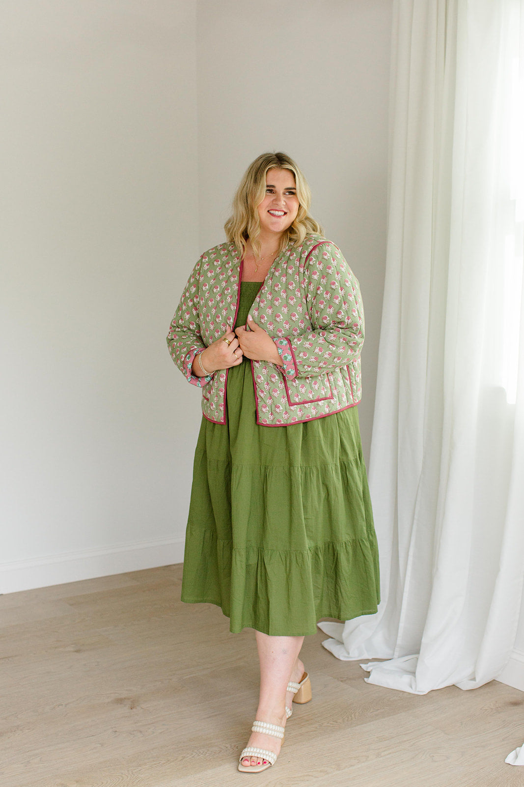 Reversible Quilted Jacket Pistachio Pink The Emily