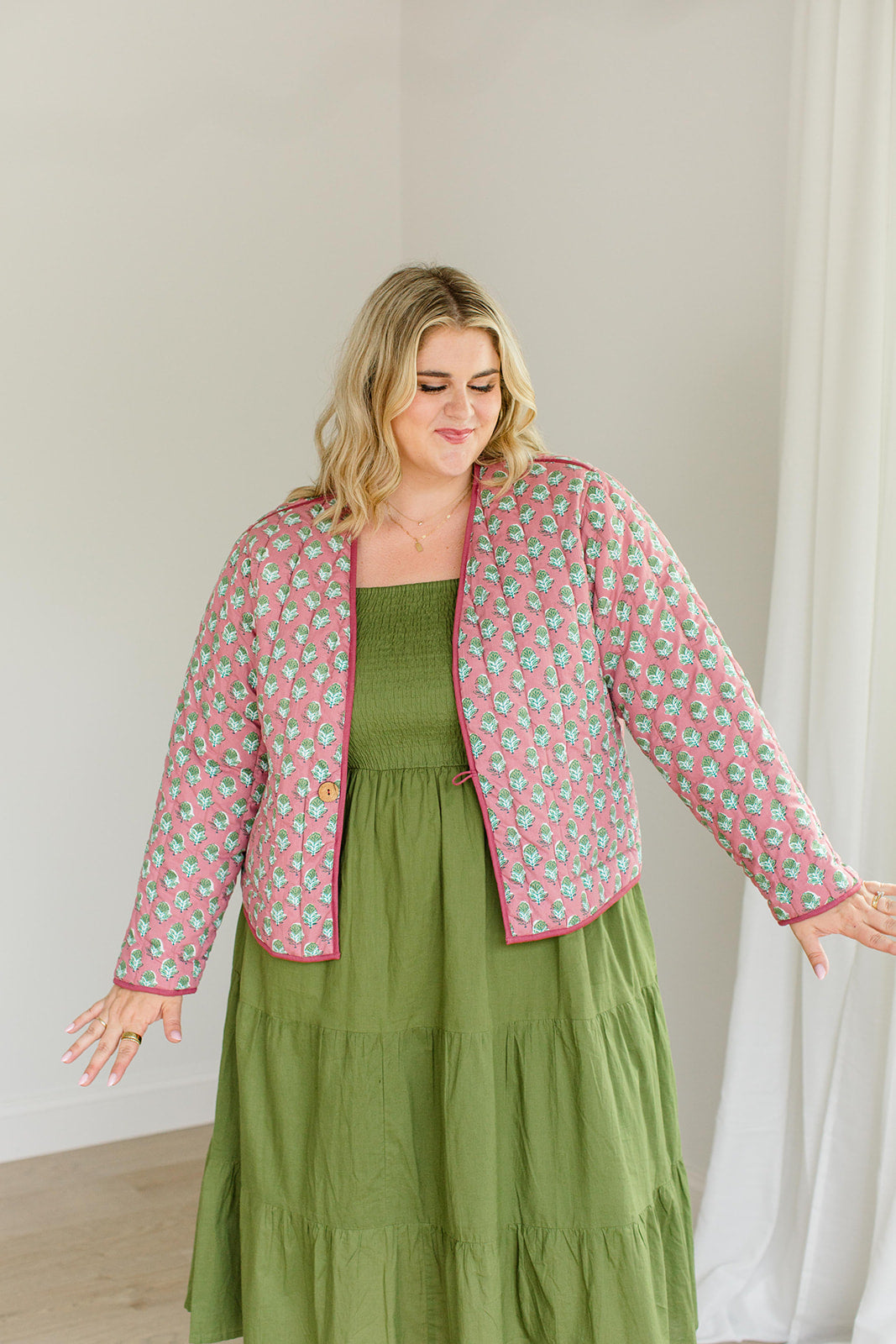 Reversible Quilted Jacket Pistachio Pink The Emily