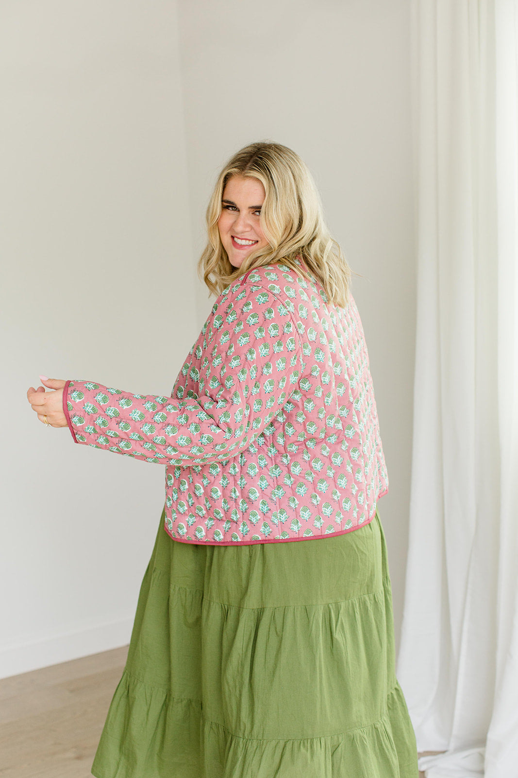 Reversible Quilted Jacket Pistachio Pink The Emily