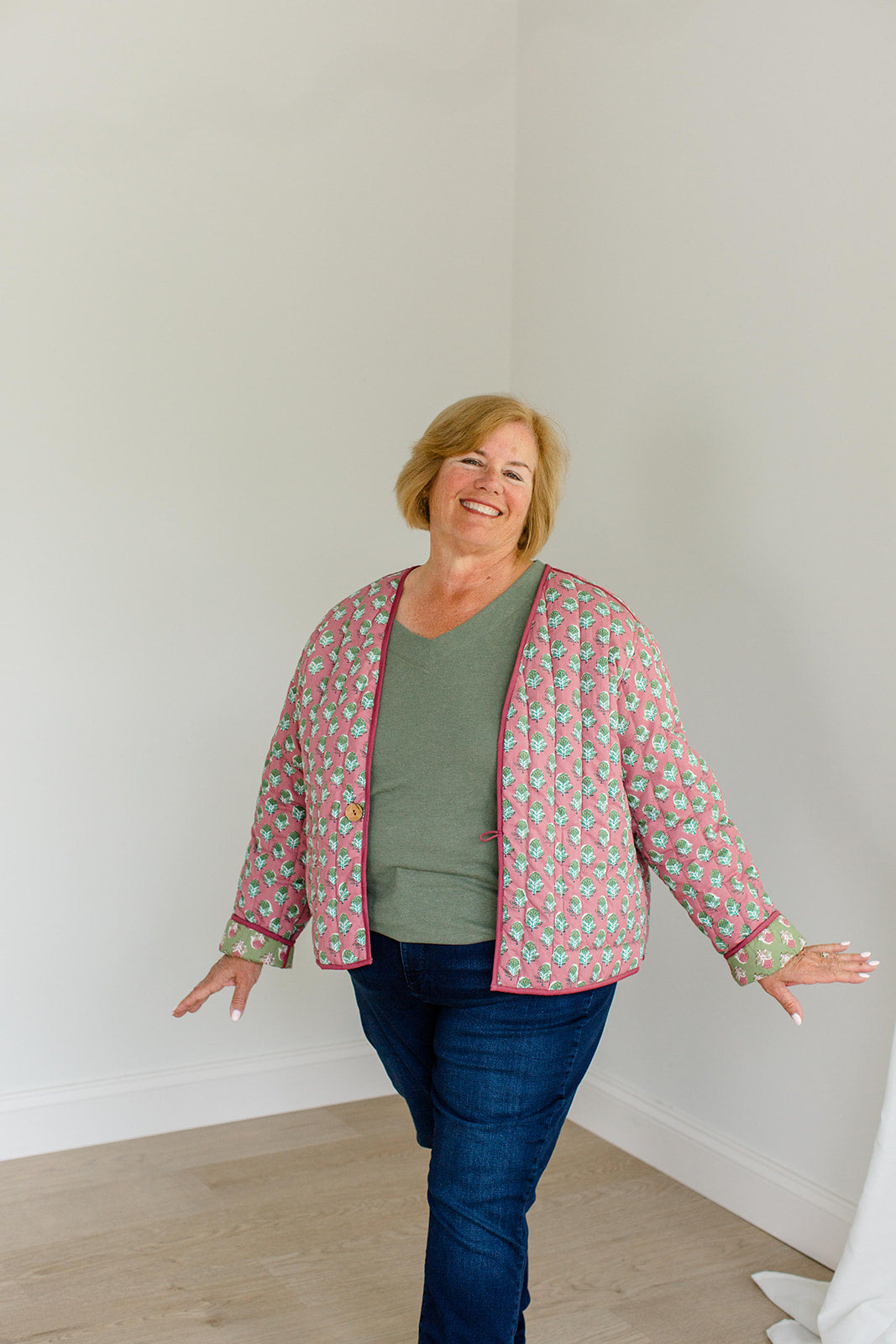 Reversible Quilted Jacket Pistachio Pink The Emily