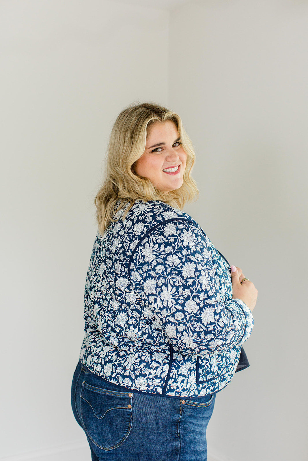 Reversible Quilted Jacket French Navy The Emily