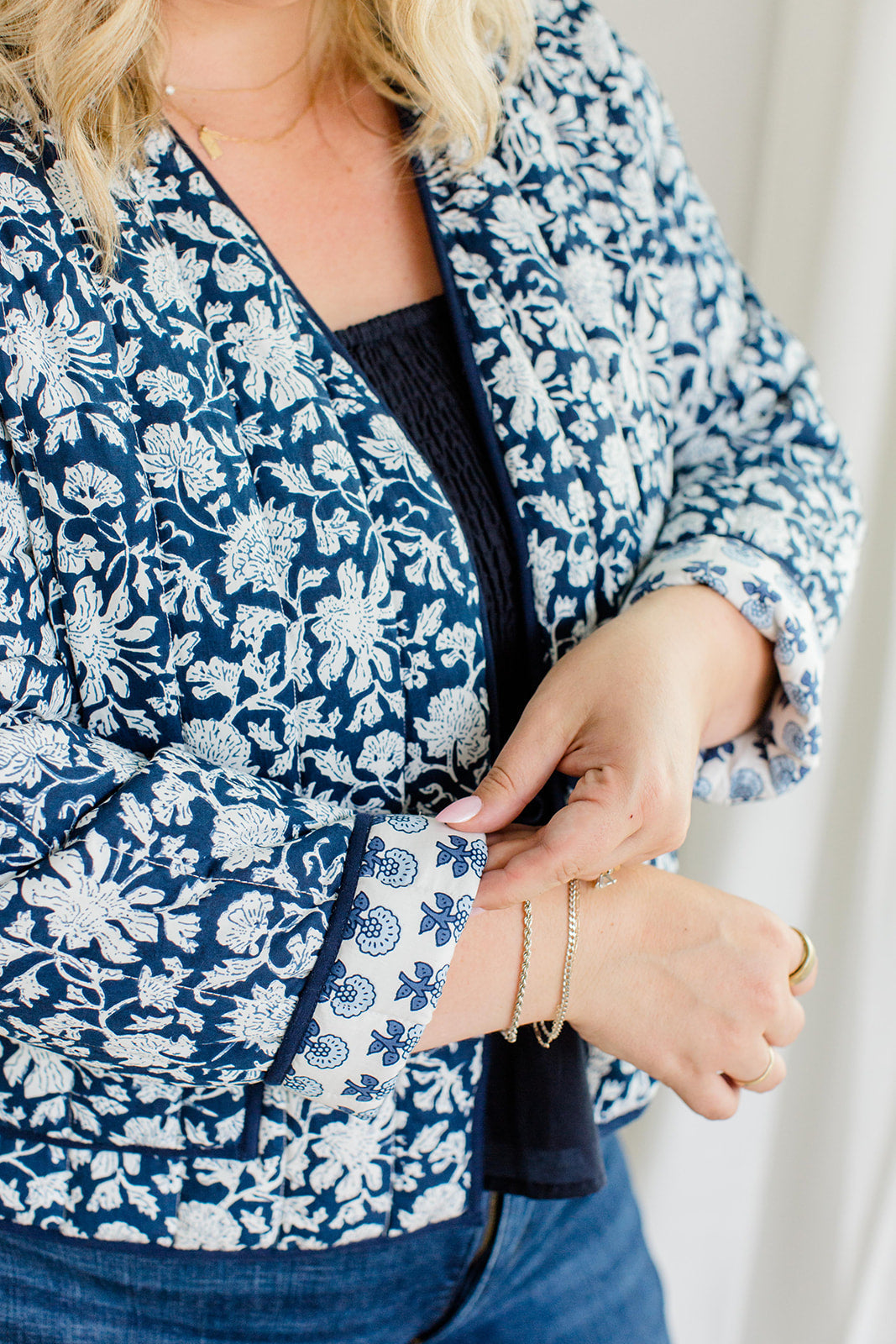 Reversible Quilted Jacket French Navy The Emily