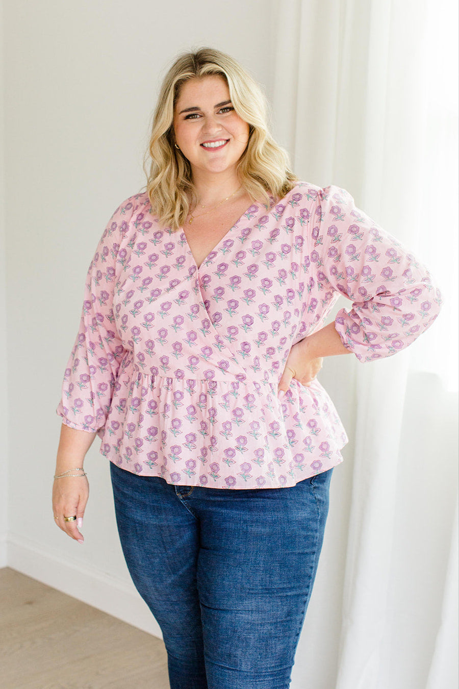 Blush Haze Wrap Top The Frances Top Carla Kiley Collection