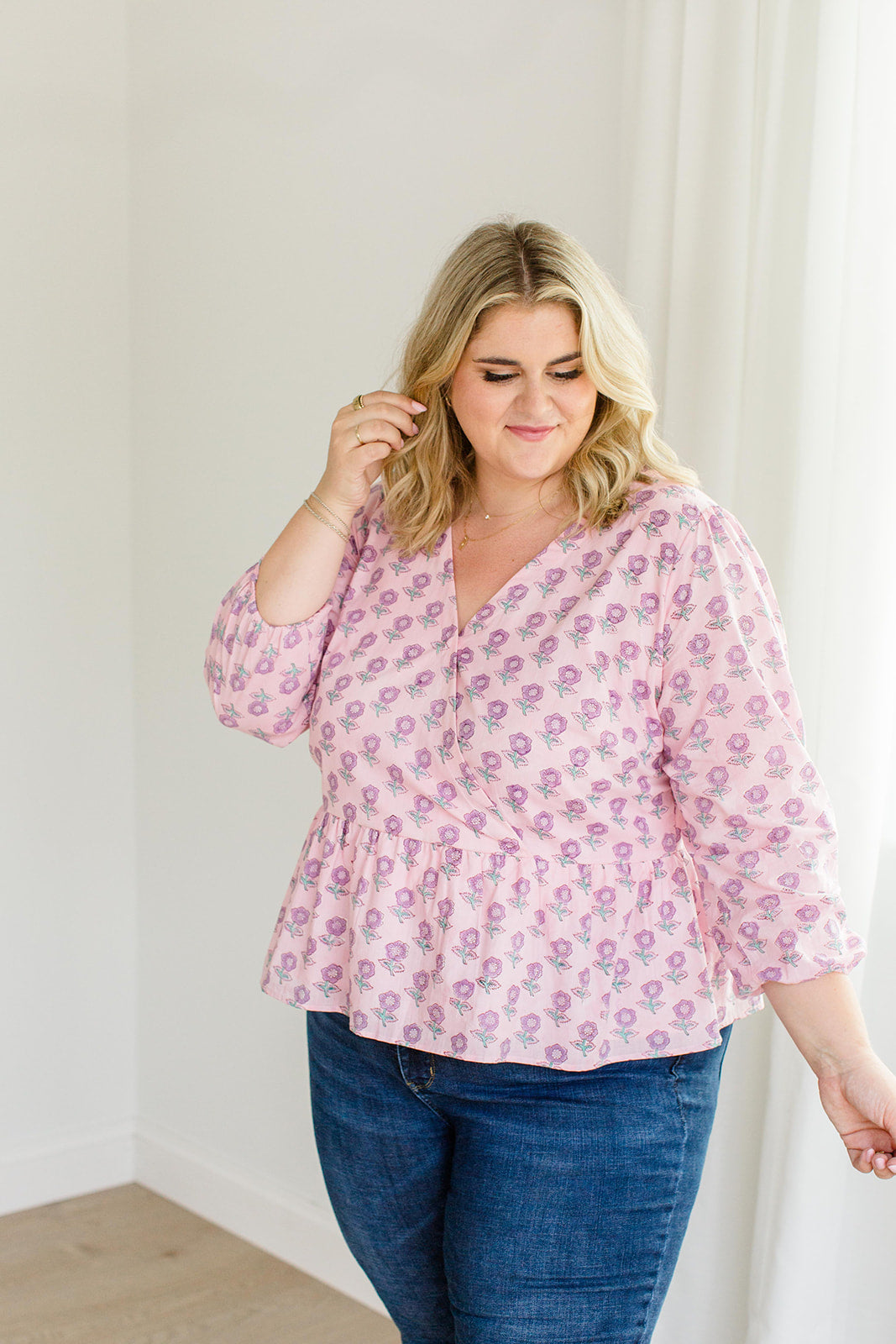 Blush Haze Wrap Top The Frances Top Carla Kiley Collection