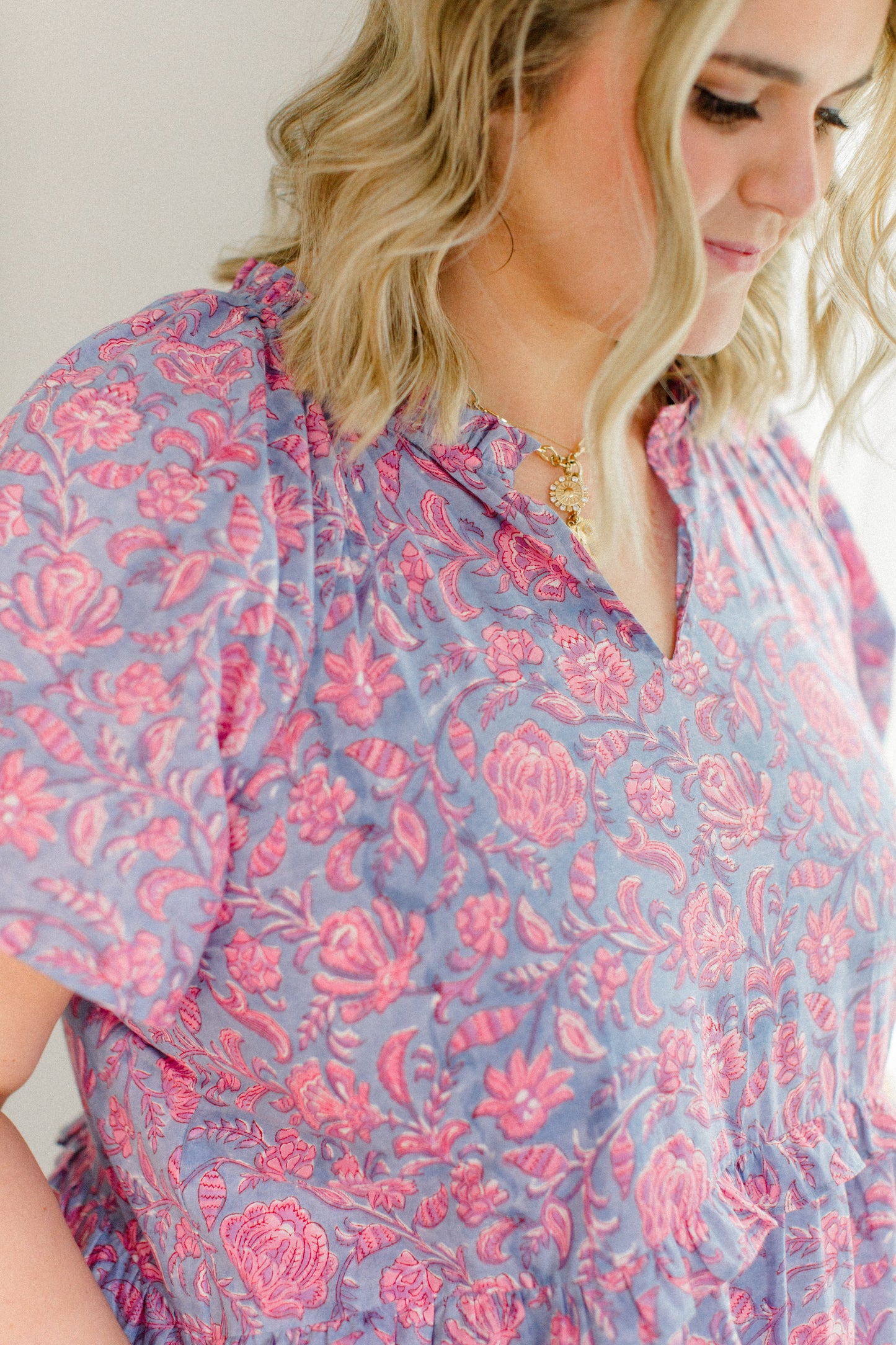 Kathleen Dress Orchid Rose Floral A-Line Dress Carla Kiley Collection