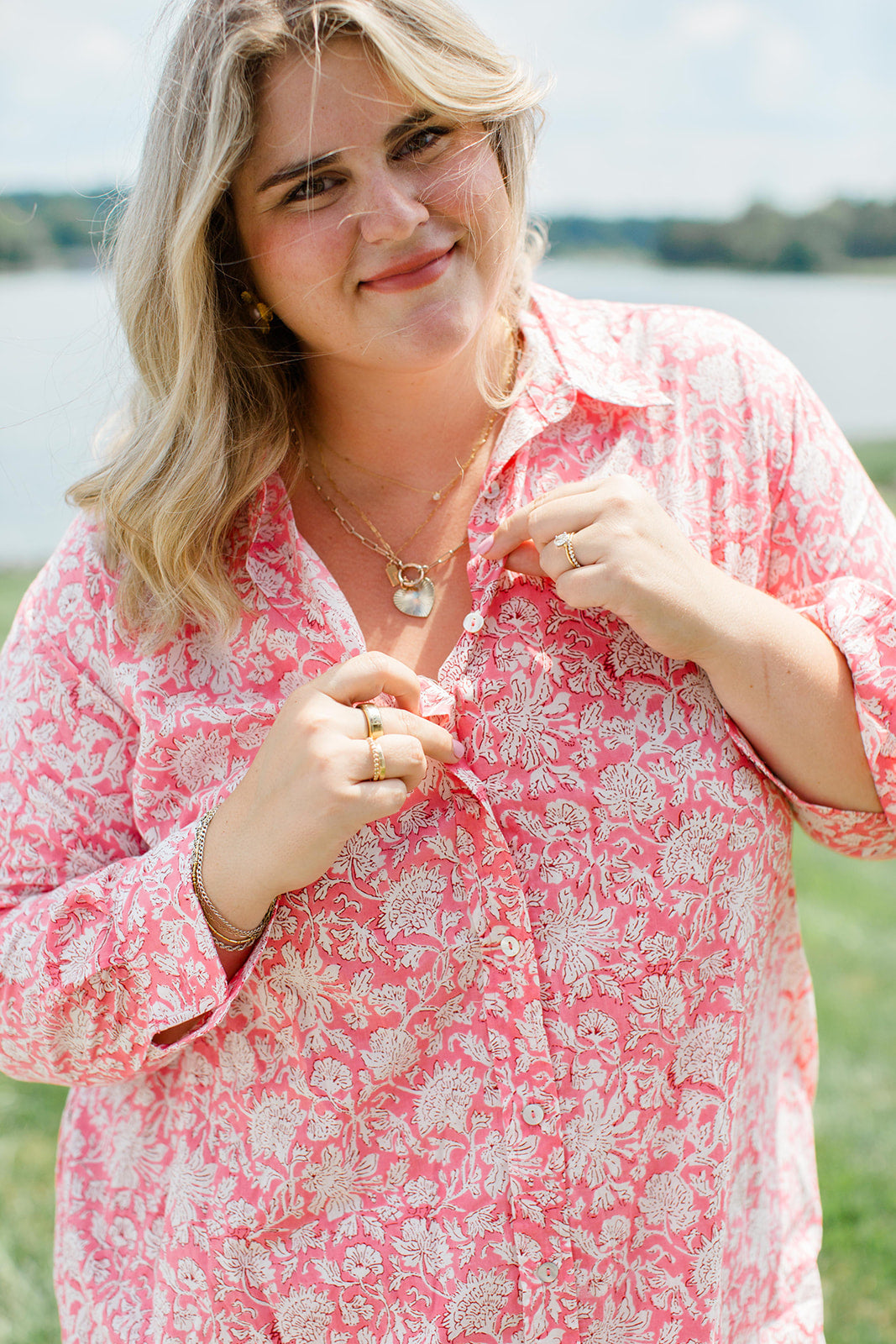 Christine Watermelon Sorbet Midi Shirt Dress by Carla Kiley Collection