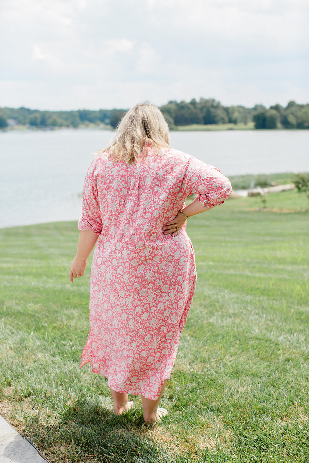 Christine Watermelon Sorbet Midi Shirt Dress by Carla Kiley Collection