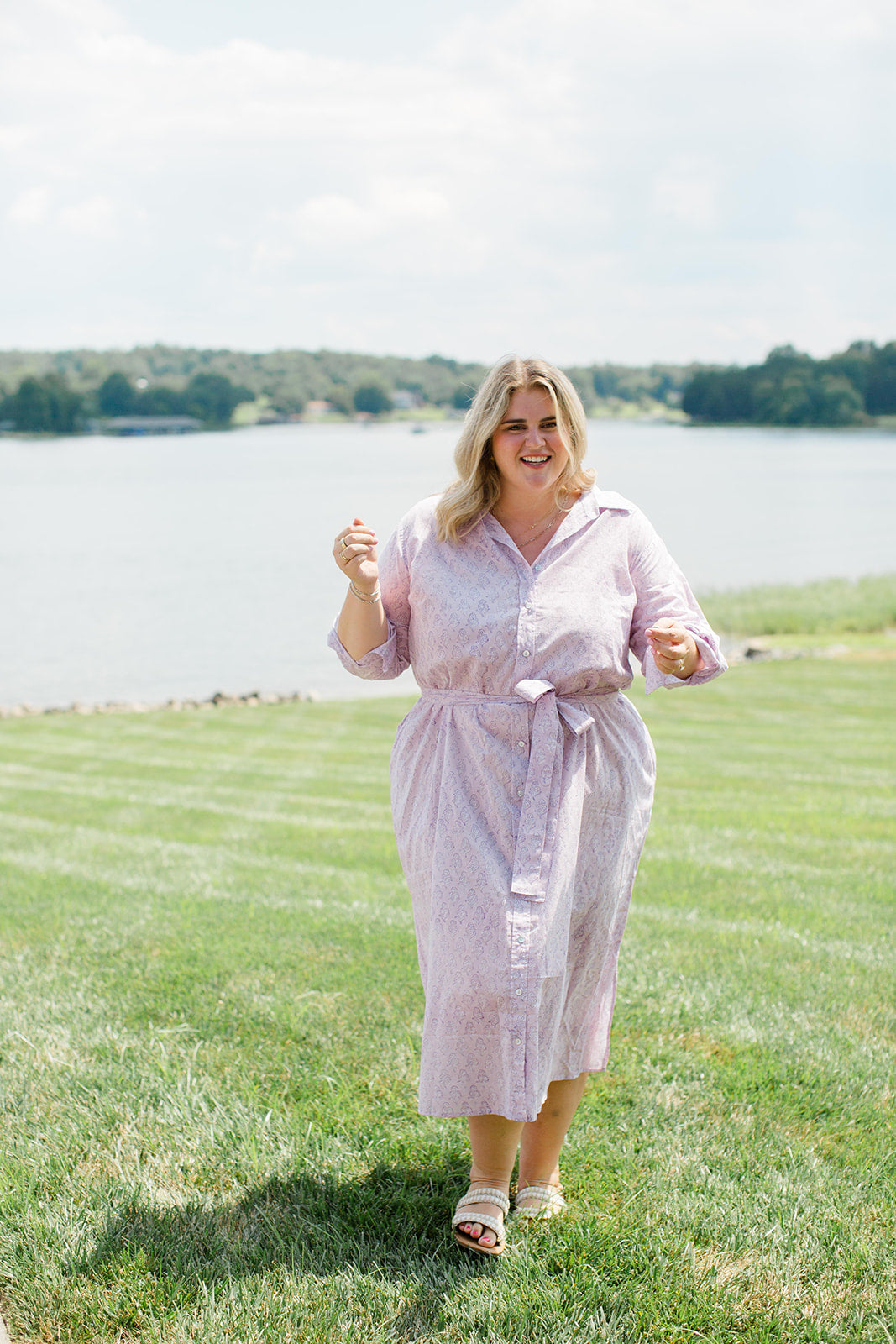 Lavender Taffy Shirt Dress Midi Length with Pockets The Christine