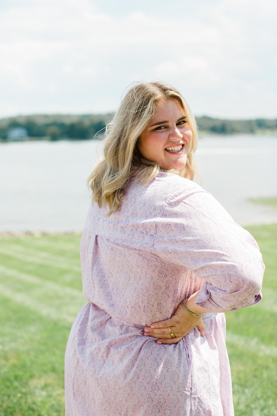 Lavender Taffy Shirt Dress Midi Length with Pockets The Christine