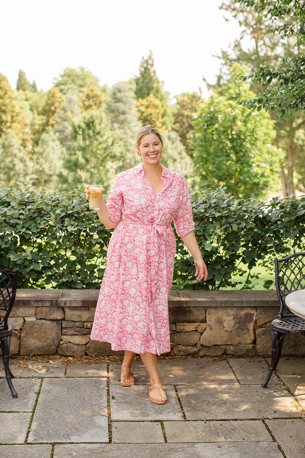 Christine Watermelon Sorbet Midi Shirt Dress by Carla Kiley Collection