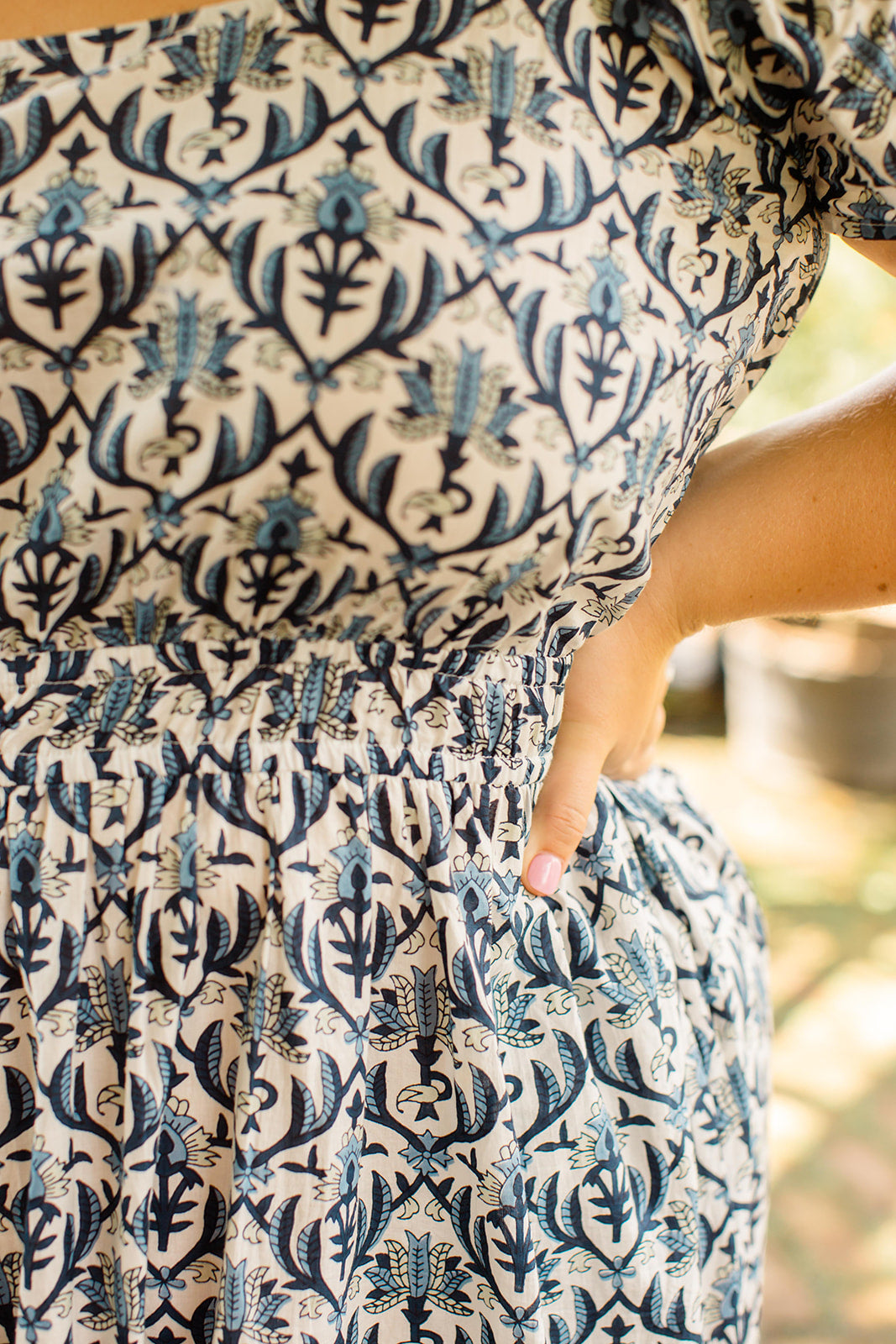 Navy Trellis Fit-and-Flare Midi Dress The Allison Dress Carla Kiley Collection
