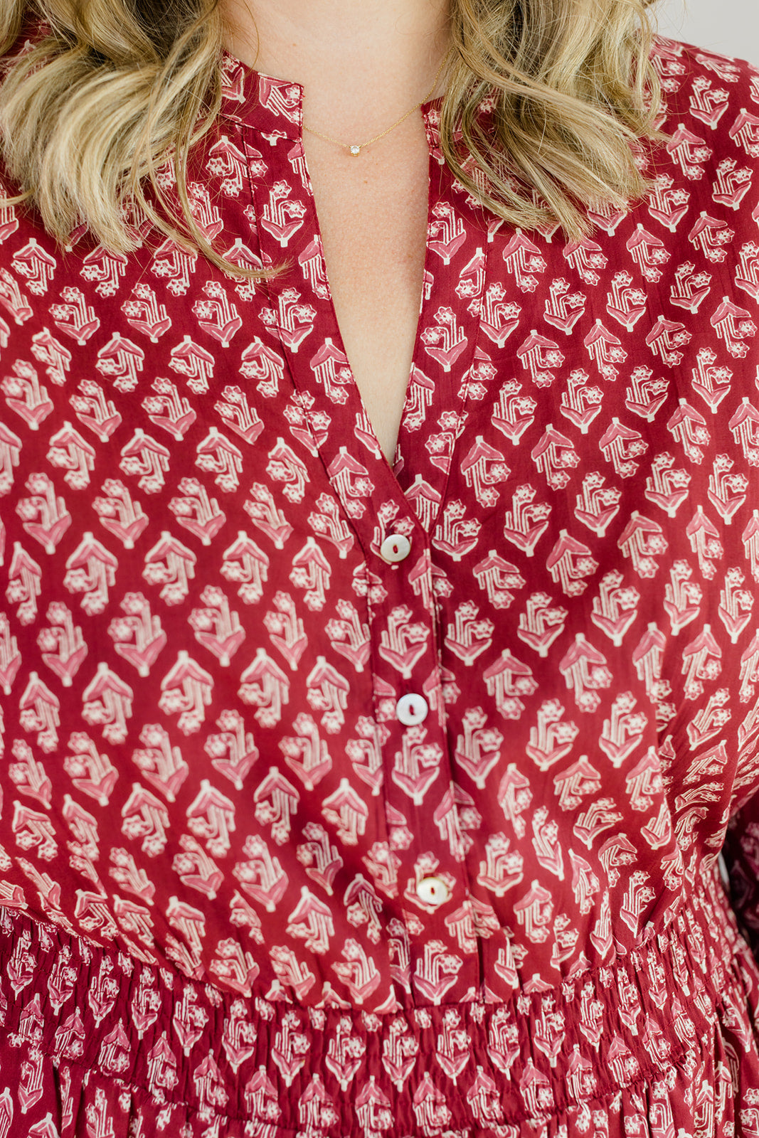 Francesca Midi Dress Spiced Merlot Cotton Cambric Carla Kiley Collection