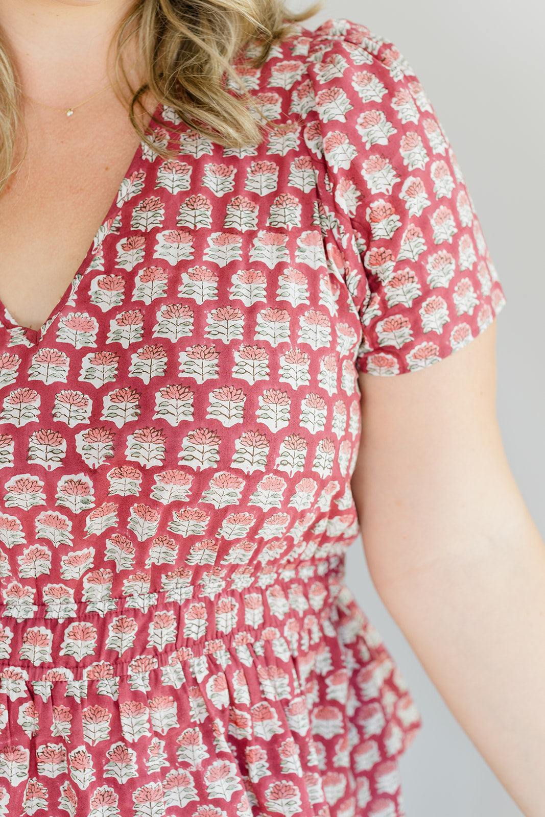 Judy Top Crimson Grove V-Neck Blouse Carla Kiley Collection