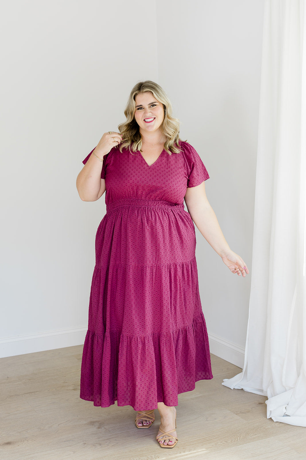 Sugar Plum Dobby Maxi Dress The Sarah Maxi Dress Carla Kiley Collection
