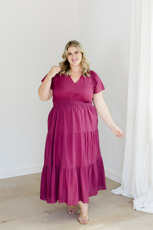 Sugar Plum Dobby Maxi Dress The Sarah Maxi Dress Carla Kiley Collection