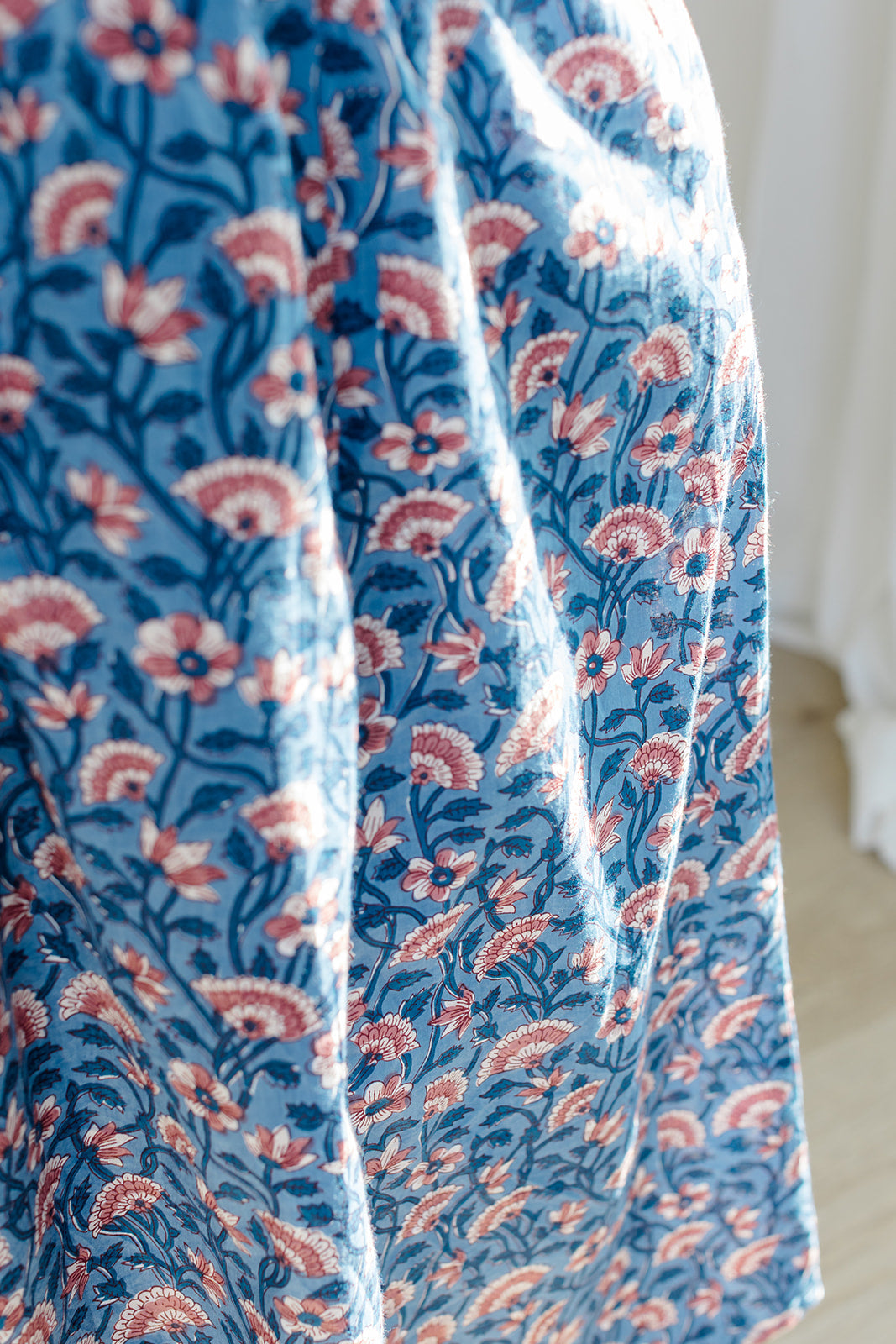 Indigo Bloom Smocked Waistband Midi Skirt The Melissa Skirt by Carla Kiley Collection