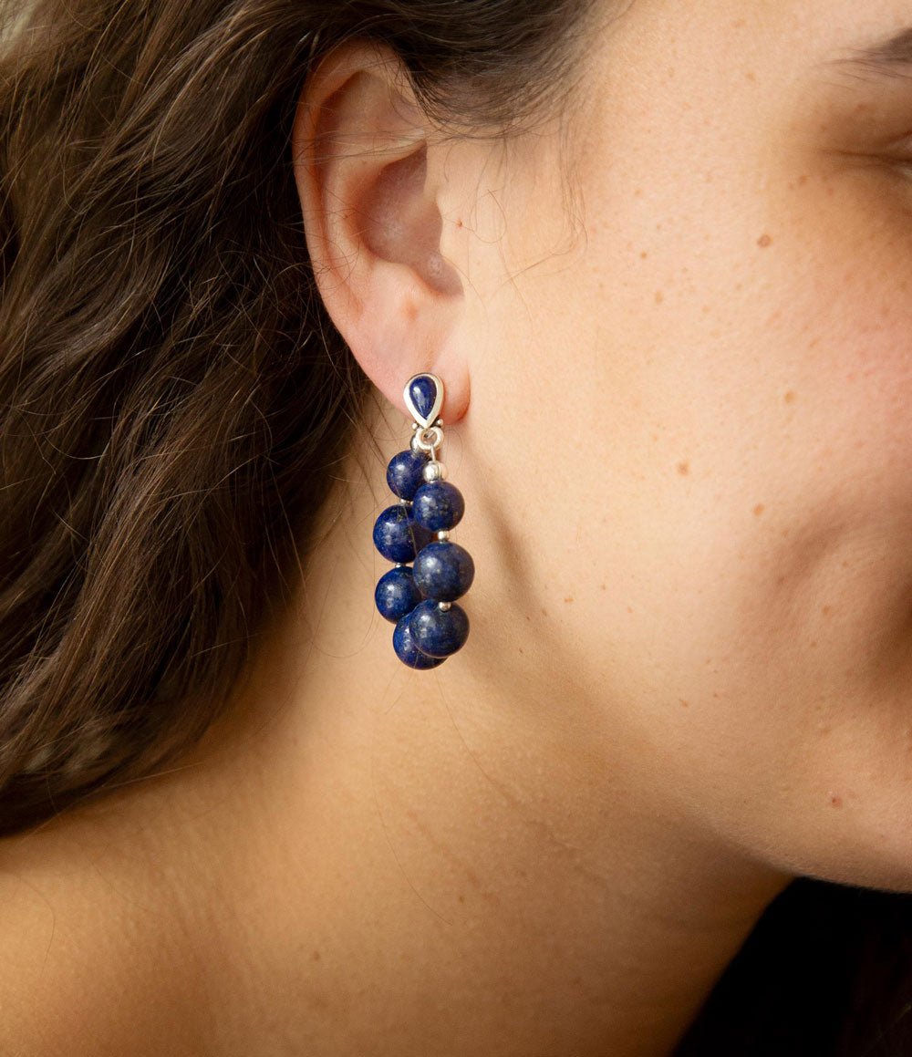 Blue Lapis Sterling Silver Post Earrings Carly