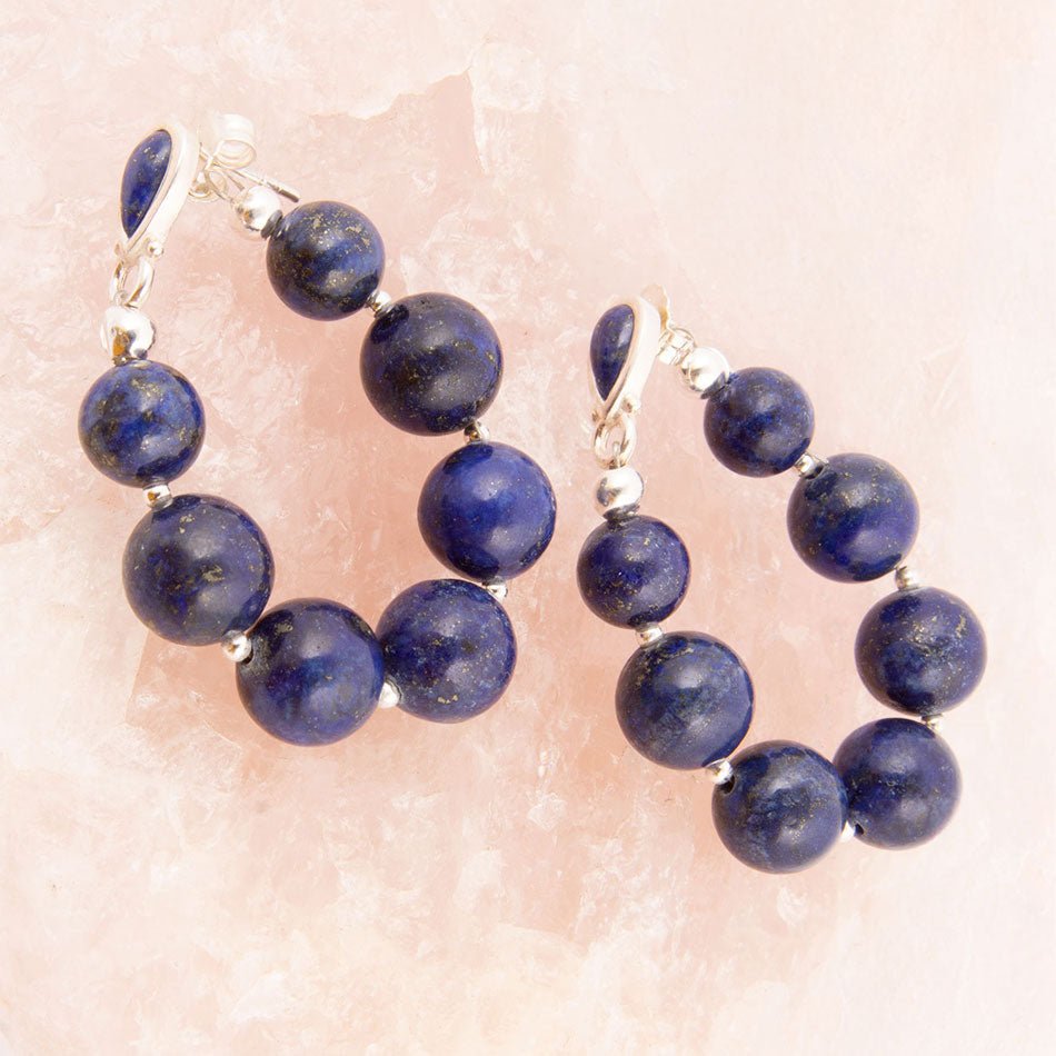 Blue Lapis Sterling Silver Post Earrings Carly