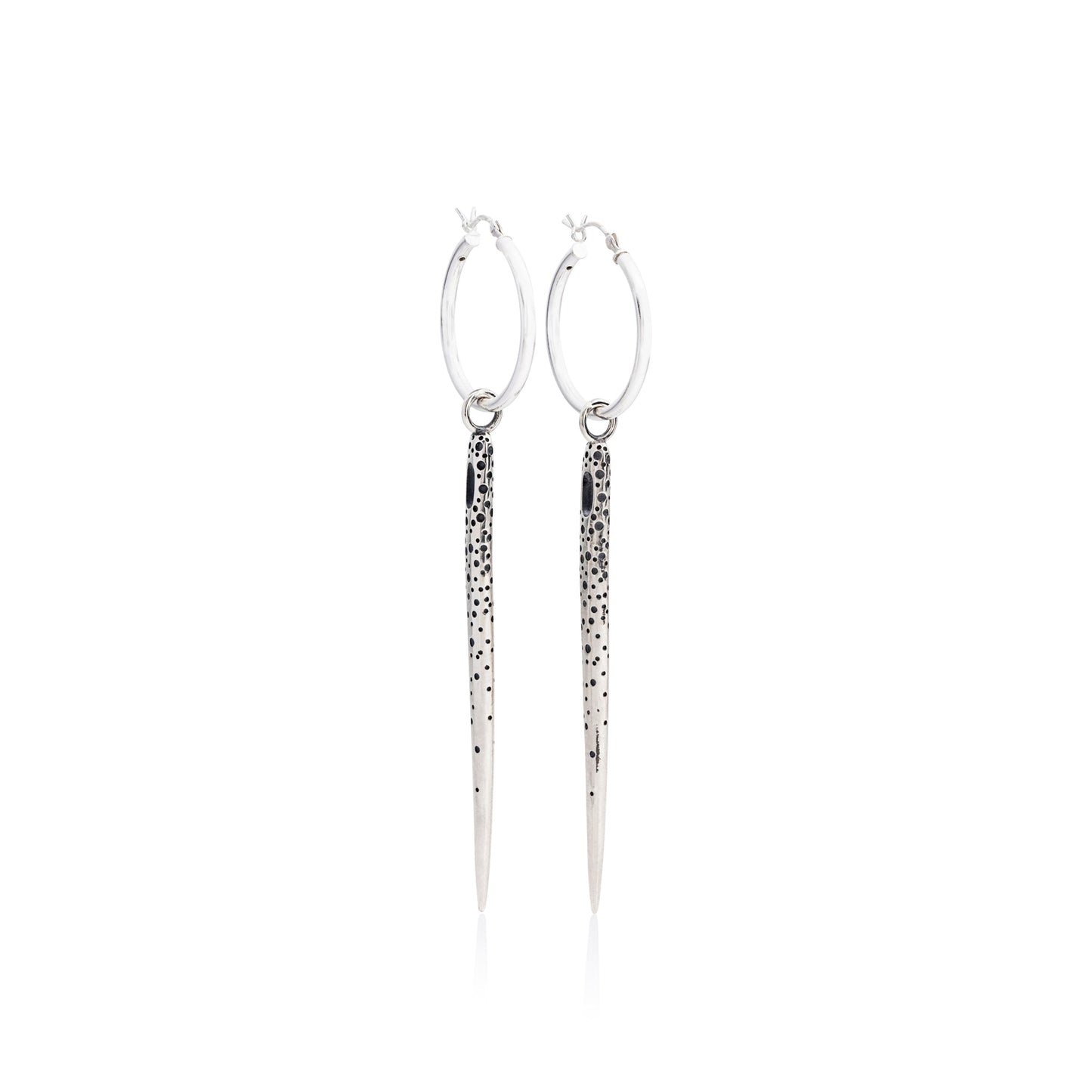 Shiny Needle 20mm Hoop Earrings Sterling Silver Carmen