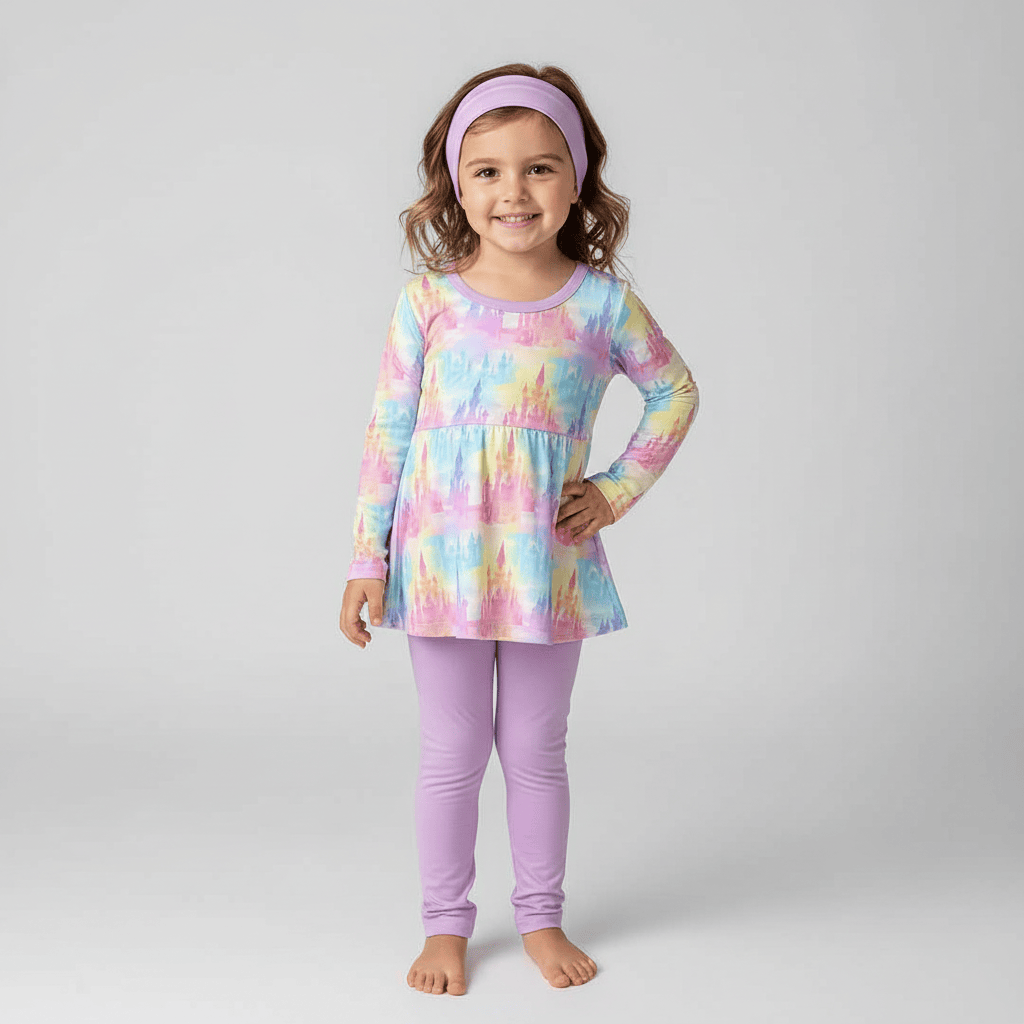 Bamboo Long Sleeve & Pants Peplum Set Winter Classics Castles in the Clouds