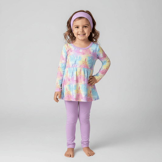 Bamboo Long Sleeve & Pants Peplum Set Winter Classics Castles in the Clouds