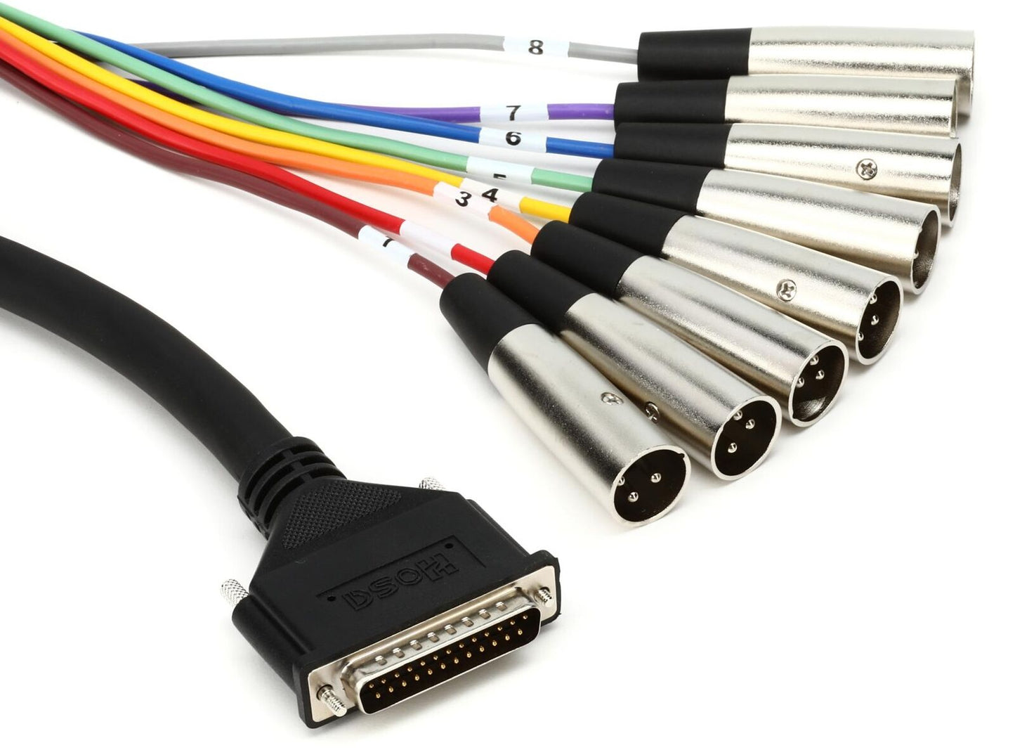 Hosa 8-channel DB25 to XLR Male Snake 23.1 foot DTM-807