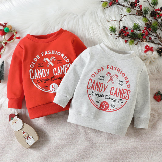 Children's Christmas Printed Sweater With Letters Cotton