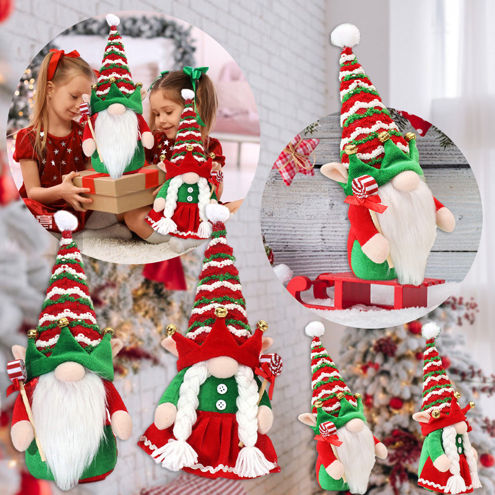 Elf Santa Claus Doll Ornaments Knitted Cloth Couple Decorations