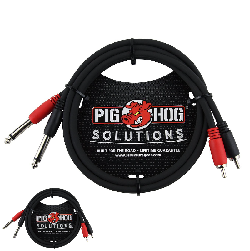 Pig Hog 3ft Dual 1/4' TS Mono Male Plug to 2-RCA Male Plug Audio Cable PD-R1403