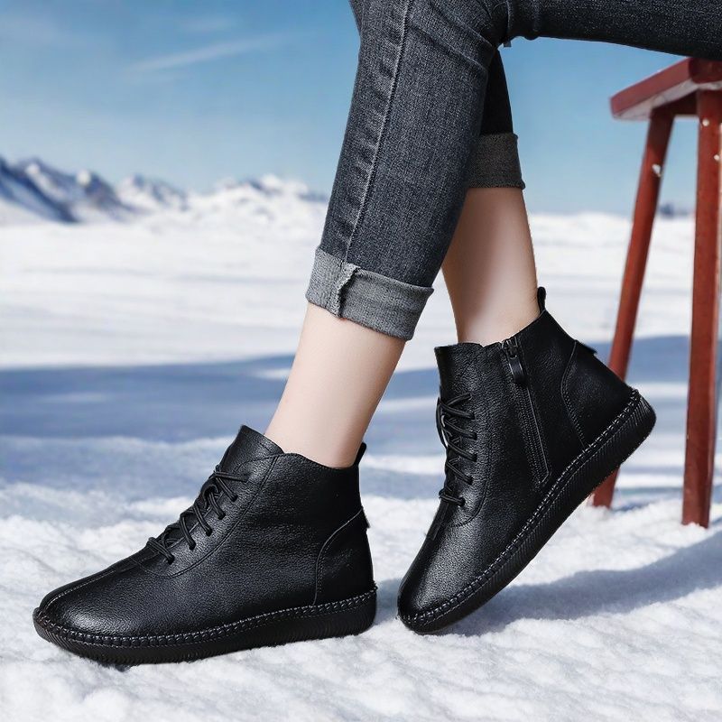Genuine Leather Soft-Soled Flat Ankle Boots Women’s Stepique