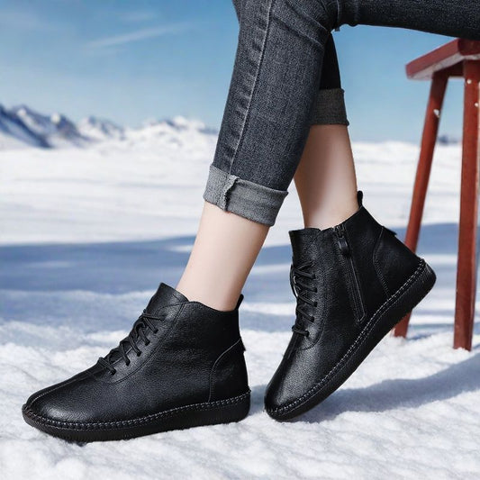 Genuine Leather Soft-Soled Flat Ankle Boots Women’s Stepique