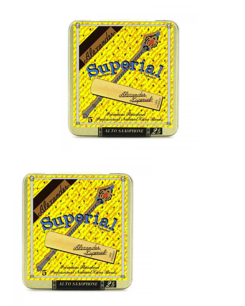 Alto Saxophone Reed Strength 2.5 5-Pack Alexander Reeds Superial