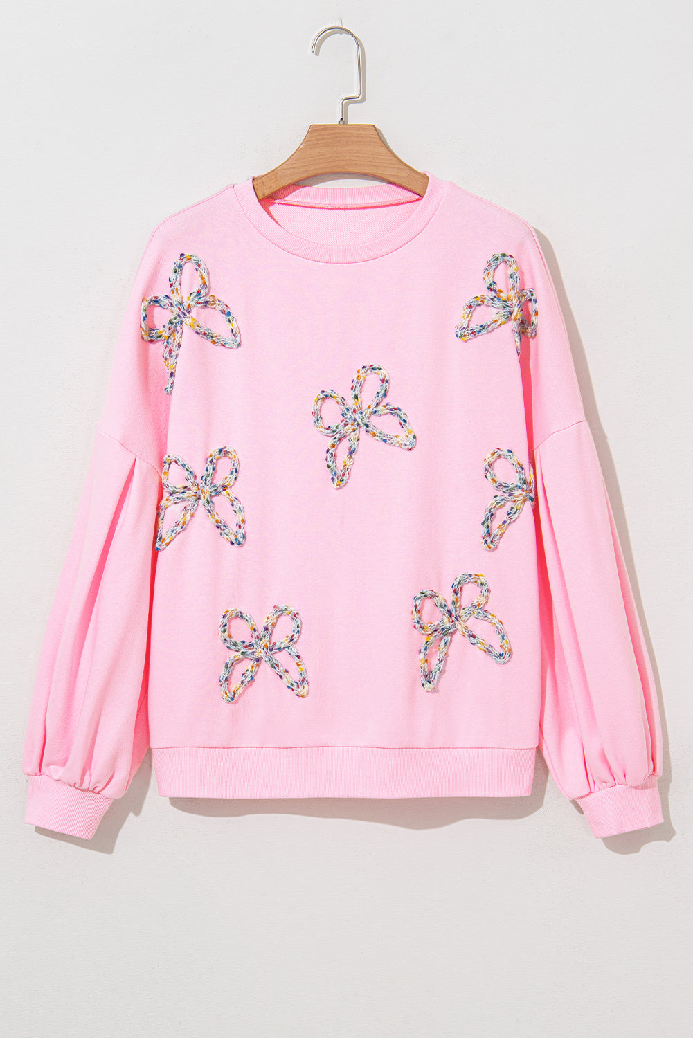 Light Pink Lantern Sleeve Oversized Pullover Sweatshirt
