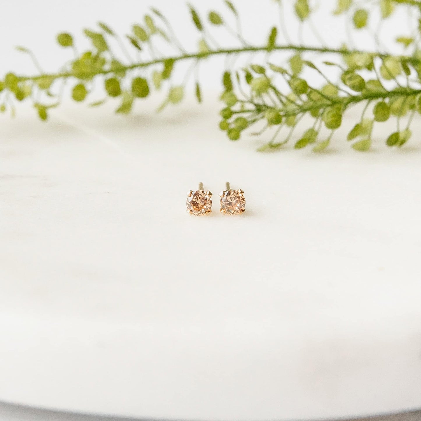Champagne Crystal Soft Stud Earrings 14k Gold Filled Sela Designs