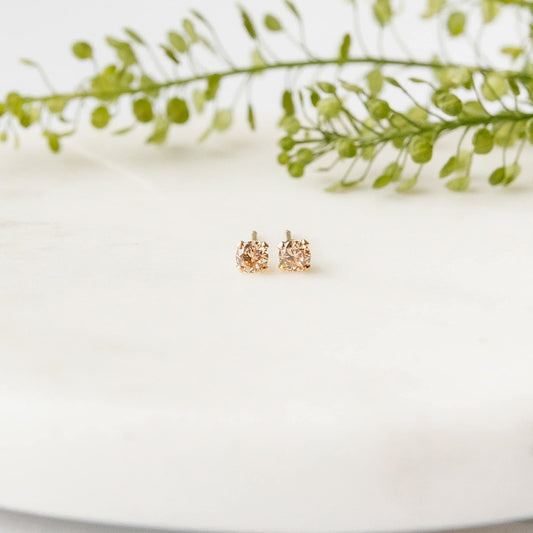 Champagne Crystal Soft Stud Earrings 14k Gold Filled Sela Designs